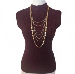 Express Cable Knit Ribbed Crew Neck Cap Sleeve Sweater‎ Size XS